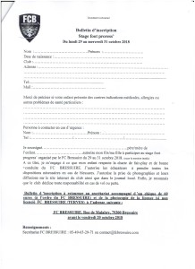 bulletin d'inscription de foot progress