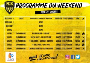 VENDREDI 17 SEPTEMBRE PROGRAMME GARCONS