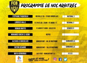 Vendredi 10 septembre arbitres