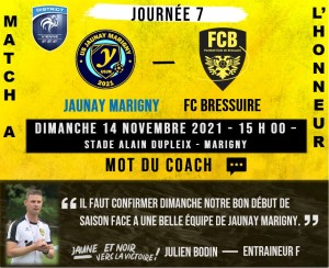 Mot du coach D1 F + Match a l'honneur