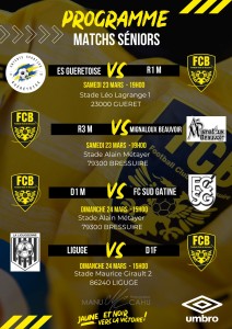 SENIOR programme du week-end